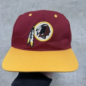 VINTAGE Washington Redskins Hat Cap Snap Red Yellow Football Logo Athletic 90s - Picture 1 of 11
