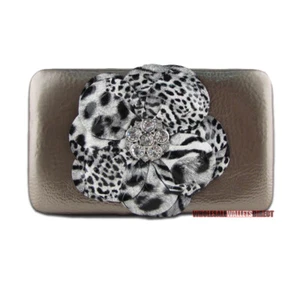 GRAY LEOPARD FLOWER DISTRESSED MONTANA WEST RHINESTONE BLING BIFOLD WALLET NEW - Picture 1 of 4