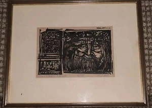 R. Charlie Lyons Hand Colored Woodcut Print ~The Third Druid~ Artist Proof 1963 - Picture 1 of 19