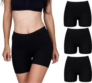 Emprella 3 Pack Slip Shorts for Women Under Dress Cotton Women Biker Short Black - Picture 1 of 6