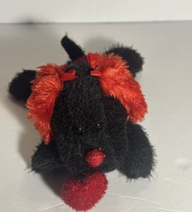 TB Trading Co Black Red Puppy Dog Heart Plush Valentines Stuffed Animal - Picture 1 of 7