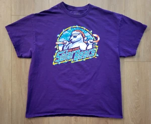 Vintage 90s Orlando Solar Bears Mens Hockey T-Shirt Mens XL Purple Santa Hat - Picture 1 of 7