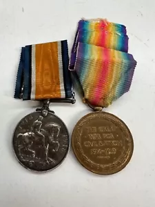 PAIR OF WW1 MEDALS - M2-079730 PTE T CLARKSON ASC - Picture 1 of 6