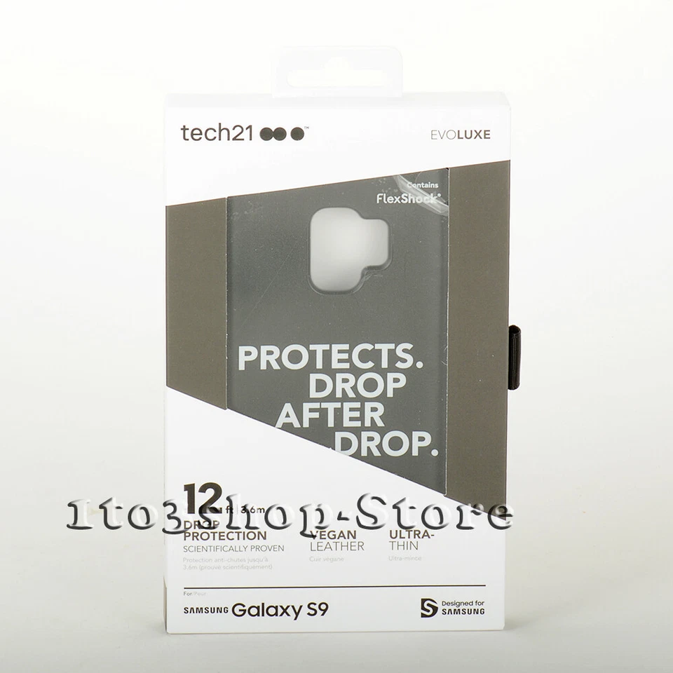 Funda rígida a presión Tech21 Evo Luxe de cuero vegano para Samsung Galaxy S9 negra Foto 1 de 4