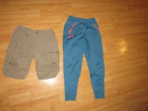 UNDER ARMOUR Girls XS Jogger Pants + REI Tan Shorts Bundle Lot Excellent Sz 6 7 - Picture 1 of 2