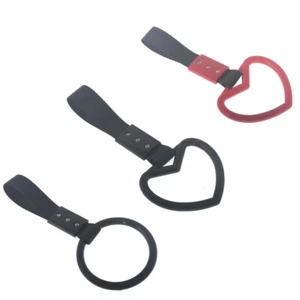 Handle Black Strap Charm Drift Heart Jdm Tsurikawa Ring Subway Train Bus New - Picture 1 of 27