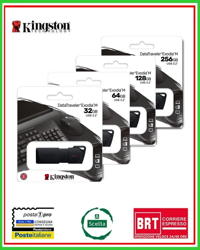 PENDRIVE PEN DRIVE PENNETTA USB 3.2 KINGSTON DTX CHIAVETTA 32GB 64GB 128GB 256BG