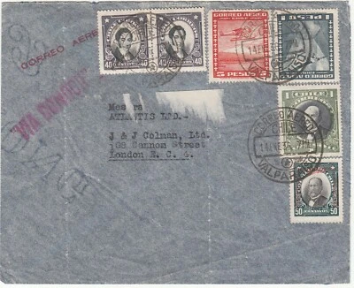 Chile: Cubierta de correo aéreo: Duncan, Fox & Co, Valparaíso, a Londres, 14 de enero de 1936 Foto 1 de 2