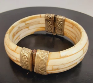 Antique Bone Bangle Bracelet about 2-3/4 inch inside Diameter - Picture 1 of 10