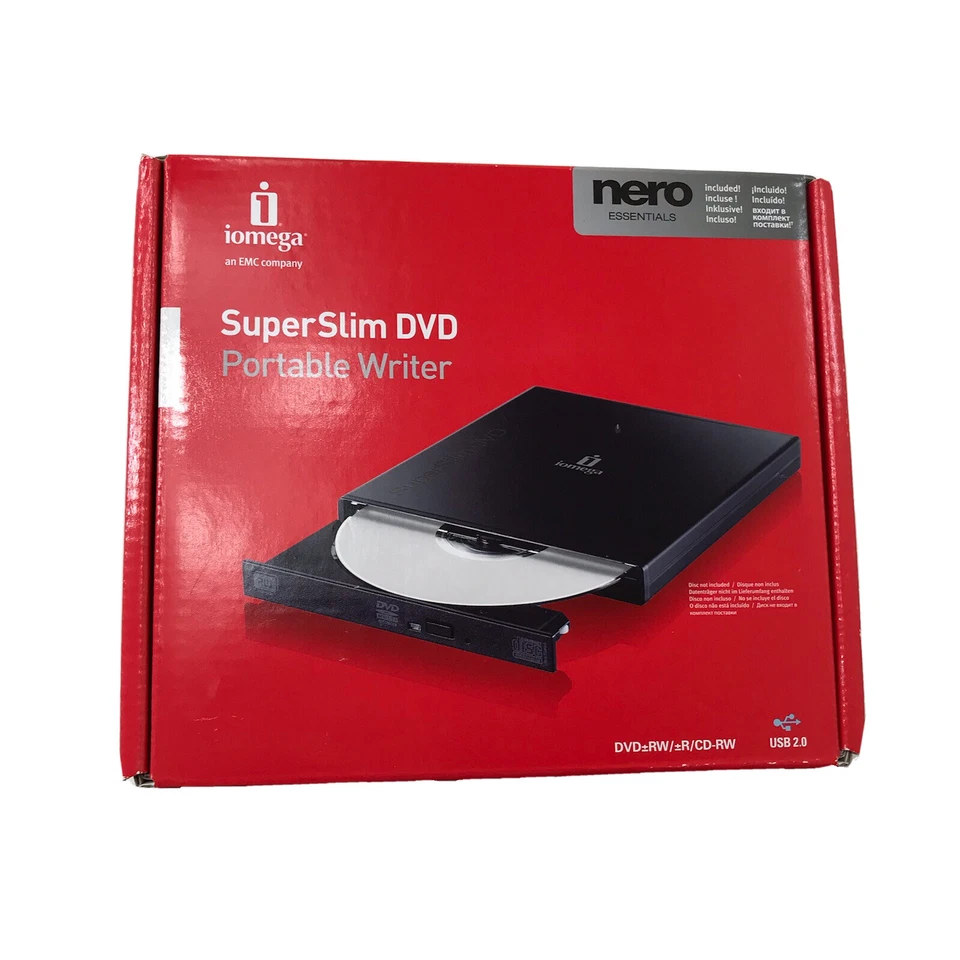 Iomega Super Slim DVD Writer 8x Dual-Format USB 2.0 External Drive Brand New - Image 1 of 4