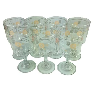 Pfaltzgraff Wyndham Wine Glasses Libbey 8 Oz Lot of 7 Pedestal USA Vintage - Picture 1 of 11