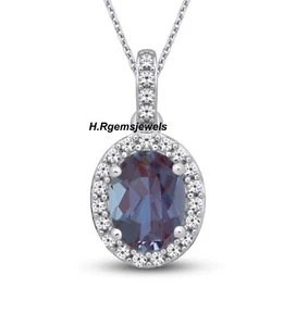 Vintage Alexandrite Pendant Women Silver Pendant Color Changing Gemstone Pendant - Picture 1 of 2