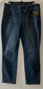 Lee Jeans women Pull-On Slim Leg Sculpting Mid-Rise Stretch Sz 14S Dark Denim - Picture 1 of 13