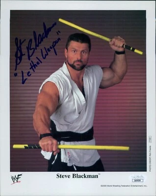 Steve Blackman WWF WWE Signed 8x10 Cardstock Promo Photo JSA Authenticated - Image 1 of 2