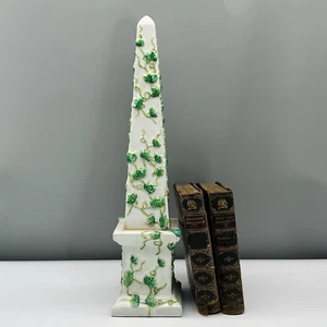 WONG LEE 1895 Porcelain OBELISK 18" Green Ivy Trellis STATUE SCULPTURE FIGURE #1 - Picture 1 of 21