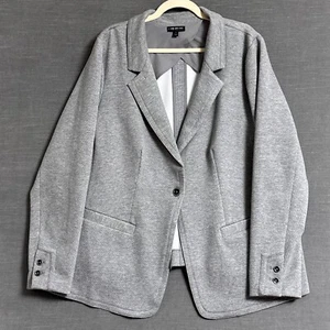 Lane Bryant Blazer 22 Gray Knit Plus Career Classic Minimalist Layering Timeless - Picture 1 of 9