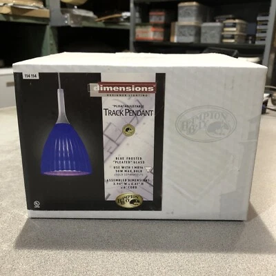 Hampton Bay Dimensions Lighting Track Pendant Blue Frosted Pleated Glass Cobalt - Image 1 of 2