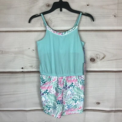 More Than Magic Mameluco Niñas Pequeño Verde Floral Ajustable Correa de Espagueti Tejido Foto 1 de 4