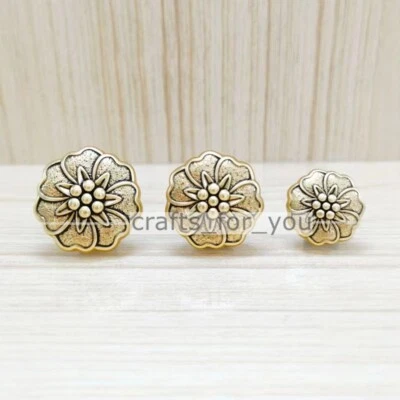 6PCS FLORAL 18MM-25MM METAL SHANK BUTTONS CLOTHING BAG TAILOR SEWING CRAFTS DIY - Image 1 of 4
