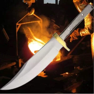 Cuchillo Bowie para hacer clip punta hoja fija en blanco con protector de latón espiga oculta - Imagen 1 de 3