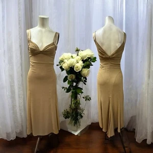 Vera Wang, Damen, Cocktail Party Kleid, beige, Gr. 2, lang, ärmellos, Reißverschluss.! - Bild 1 von 13
