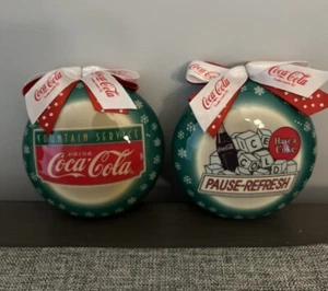 2 Vintage 1997 Coca Cola Christmas Ornament - Have a Coke Pause Refresh Lot - Picture 1 of 3