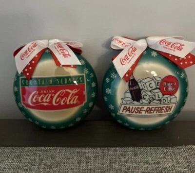 2 adornos navideños vintage 1997 Coca Cola - Lote de actualización de pausa de Coca-Cola Foto 1 de 3