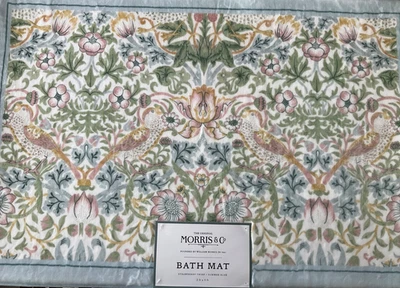 William Morris & Co~Bath Mat~STRAWBERRY THIEF~Summer Blue~Washable~non-skid~NWT - Image 1 of 4