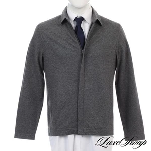#1 MENSWEAR Loro Piana Made In Italy 100% Cashmere Grey Suede Trim Zip Coat M NR - Picture 1 of 10