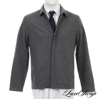 #1 MENSWEAR Loro Piana Made In Italy 100% Cashmere Grey Suede Trim Zip Coat M NR - Image 1 of 4