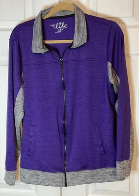 Chaqueta Made For Life Púrpura Gris Quick Dri Cremallera Completa Talla XL Foto 1 de 3