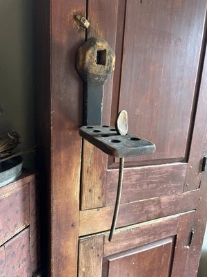 Make Do Hanging Spoon Holder Best Antique Wood Grungy Surface Dark Patina - Image 1 of 4