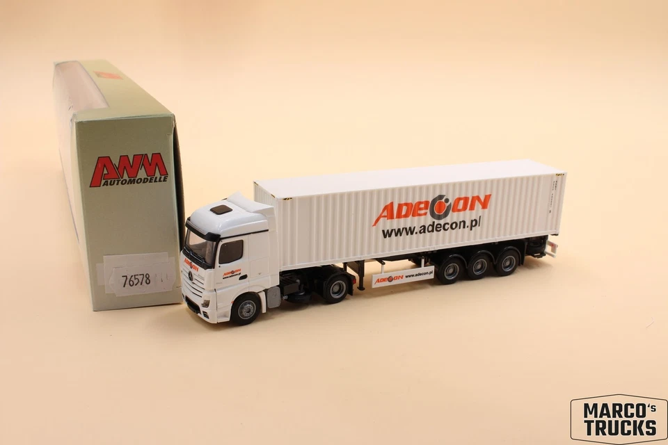 AWM MB Actros 11 container semi-trailer truck "Adecon" Poland No. 76578 1:87 /AW - Image 1 of 1