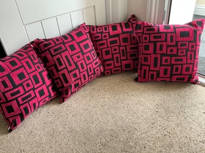 4 x Black and Pink Sofa Cushions  - Image 1 of 2