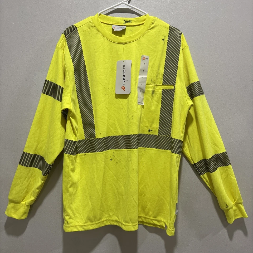 Camisa de trabajo Rasco FR de alta visibilidad con ribete segmentado manga larga para hombre - FR0337YH talla L Foto 1 de 4
