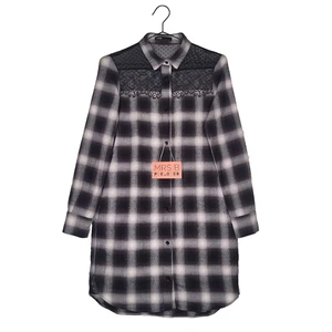 Maje Hemdblusenkleid 8 Größe 1 schwarz weiß kariert Raja Spitzendetail Taschen Western - Bild 1 von 14