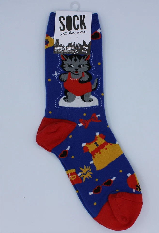 Calcetines de vestir Sock It To Me para mujer maullido talla 5-10 azul gato Foto 1 de 1