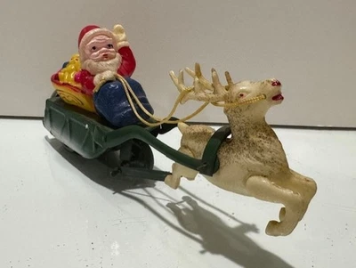 Papá Noel en trineo/celuloide de cuerda vintage - Japón ocupado - original Caja Foto 1 de 4