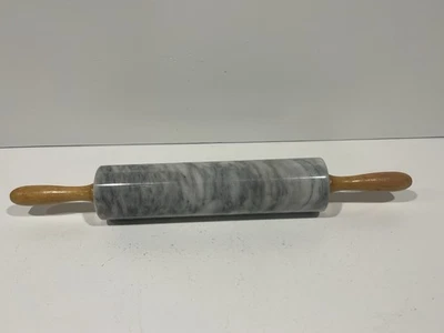 "Rodillo de mármol blanco y gris barril de 10"" de 18"" de longitud" Foto 1 de 4