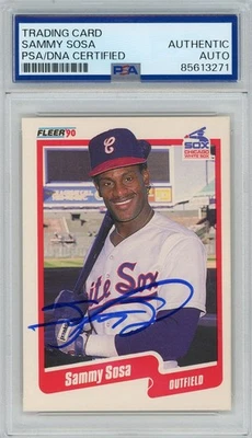 1990 Fleer Sammy Sosa SIGNED #548 RC Rookie Card White Sox Cubs PSA Autographed - Image 1 of 2
