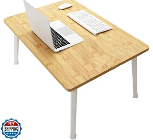 LKBBC Folding Lap Desk for Bed, 23.6 Inch Portable Laptop Stand for Couch, Be - Afbeelding 1 van 5