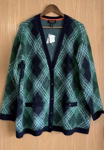 Isaac Mizrahi Live! | Para mujer 1X | Suéter verde Estate botón a cuadros | Nuevo con etiquetas - Imagen 1 de 8