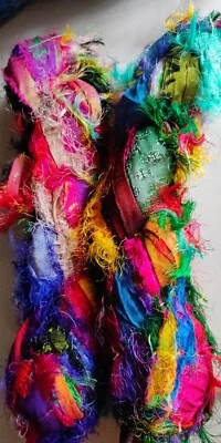 10 madeja 1000 gms 1" ancho 100 gramos cada madeja seda reciclada multicolor difusa Foto 1 de 4