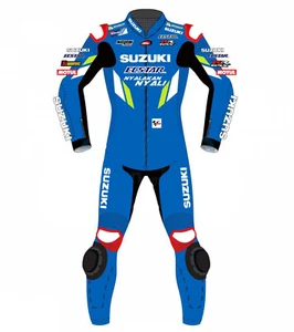 Custom Made Suzuki Motorcycle CowHide Leather Racing One Piece Suit - Picture 1 of 3