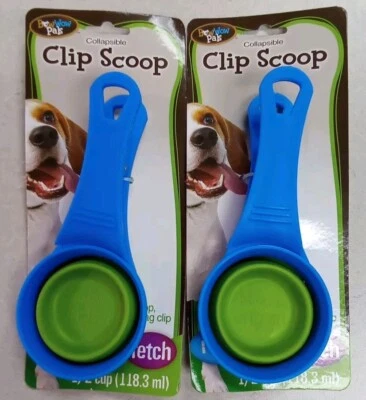 2 Bow Wow Pals Collapsible Clip Scoop For Dogs  1/2 cup Blue - Image 1 of 4