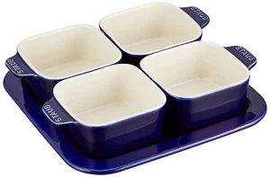 staub Appetizer Set 40511-121 Appetizer Set Blue Ceramic Small Plate Set 7.4 - Picture 1 of 1