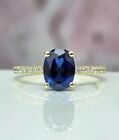 3Ct Oval Lab-Created Sapphire Diamond Anniversary  Ring 14K Yellow Gold Plated