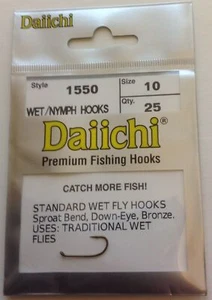 Daiichi #1550 Wet/Nymph Hooks Size 10 - Picture 1 of 2