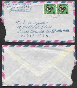 SD)1968 JAMAICA PAIR OF BUTTERFLIES, SWALLOW TAIL, AIR MAIL, COVER CIRCULATED TO - Picture 1 of 1