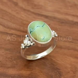 925 Sterling Silver Ring, Gemstone Jewelry Handmade Ring, Tibetan Turquoise Ring - Picture 1 of 4